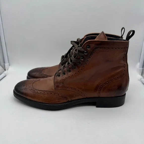 To Boot New York Adam Derrick Mens Brown Leather Wingtip Boots 9.5 Made in Italy